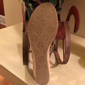 Tory Burch Platinum Wedge Sandal- Rubber Sole